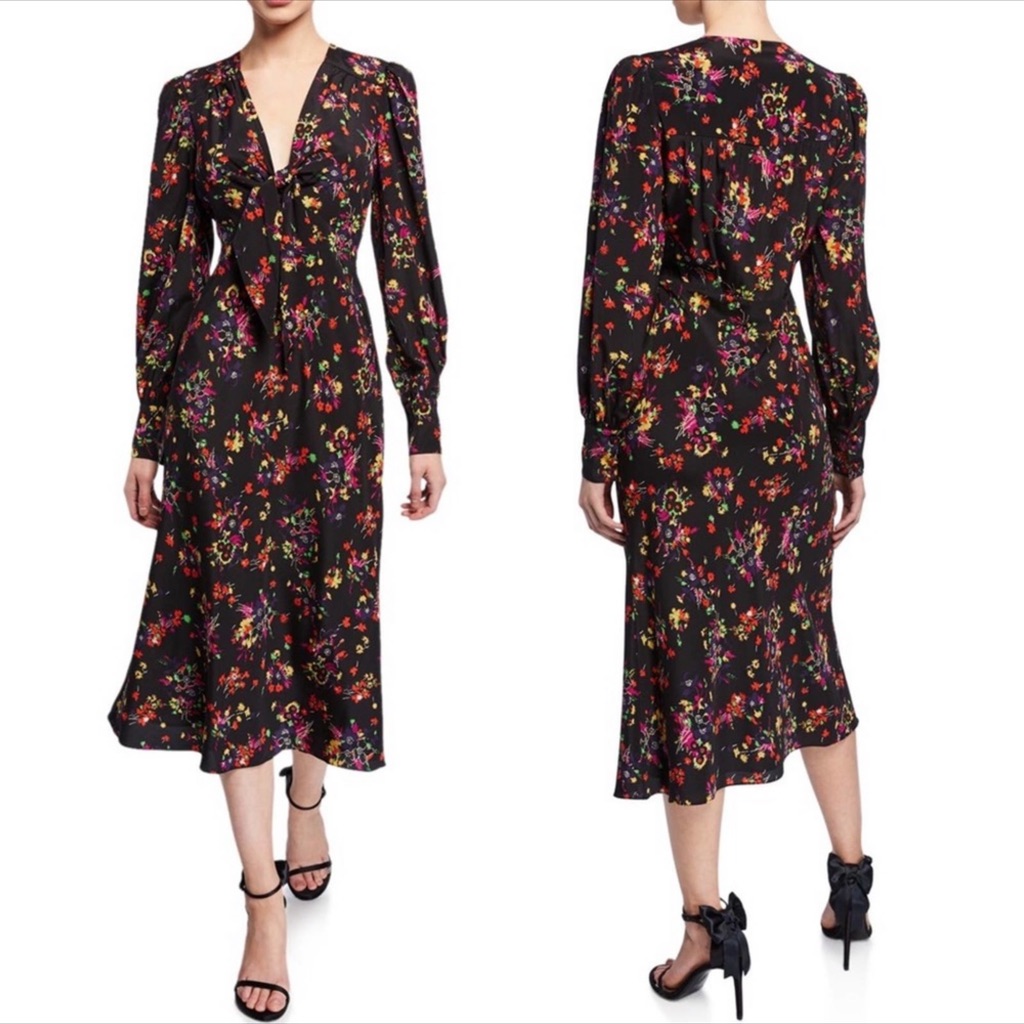 Nwt Veronica Beard Amber Tie-Front Silk Dress Sz S/4